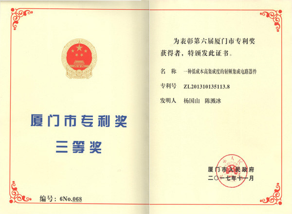 Xiamen Patent Award